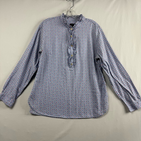 Talbots Tops - Talbots Top Womens Large Popover Ruffled Polka Dot Cotton Casual Cottage core